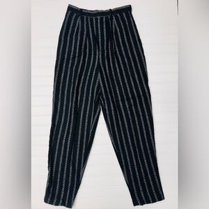 Vintage Palmettos 90s Pleated Balloon Pants Black Striped Tapered Academia XS S